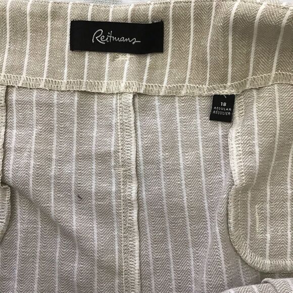 2/40$ Reitmans Beige Striped Linen Cotton Resort Bermuda Shorts NWT plus size 18 - Picture 6 of 11